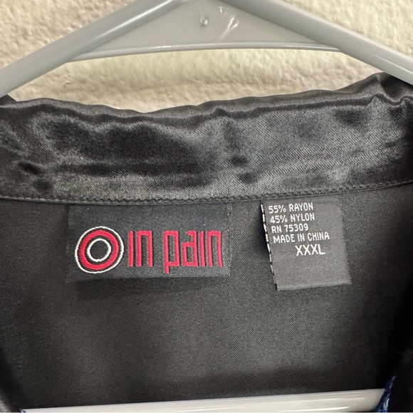 O In Pain Vintage Silky Button Up Asian Symbols Size XXXL - Picture 2 of 6